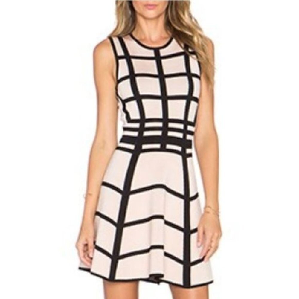 Torn by Ronny Kobo Geo Print Black Cream Dress size S